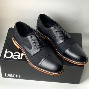 Bar III Frankie Black Perforated Fabric Leather Oxford | Mens 9.5